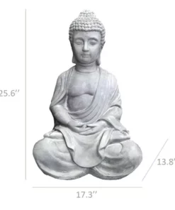 KANTE 25.6 in. H Natural Concrete/Fiberglass Indoor Outdoor Sitting Meditating Zen Buddha Statue 23 KANTE 25.6 in. H Natural Concrete/Fiberglass Indoor Outdoor Sitting Meditating Zen Buddha Statue -Vigoro sales Store kante garden statues osp141006 c80021 31 1000