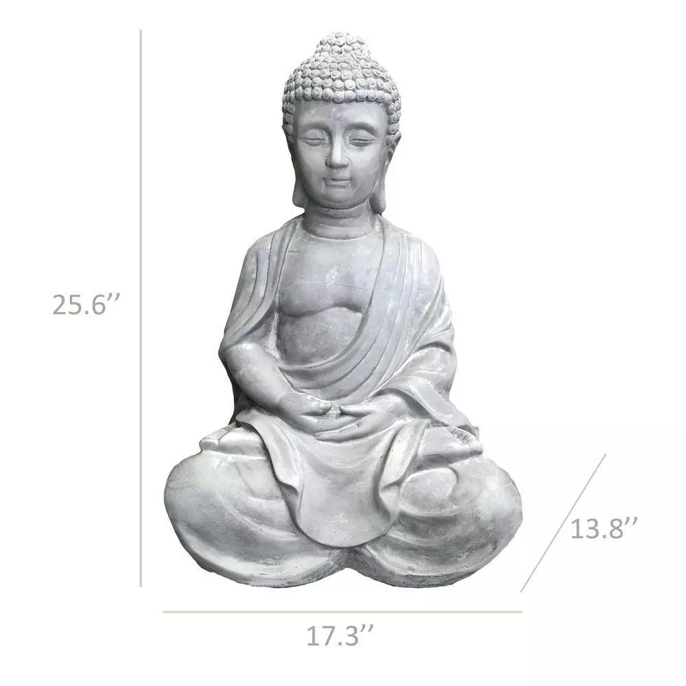 KANTE 25.6 in. H Natural Concrete/Fiberglass Indoor Outdoor Sitting Meditating Zen Buddha Statue 13 KANTE 25.6 in. H Natural Concrete/Fiberglass Indoor Outdoor Sitting Meditating Zen Buddha Statue - Image 11