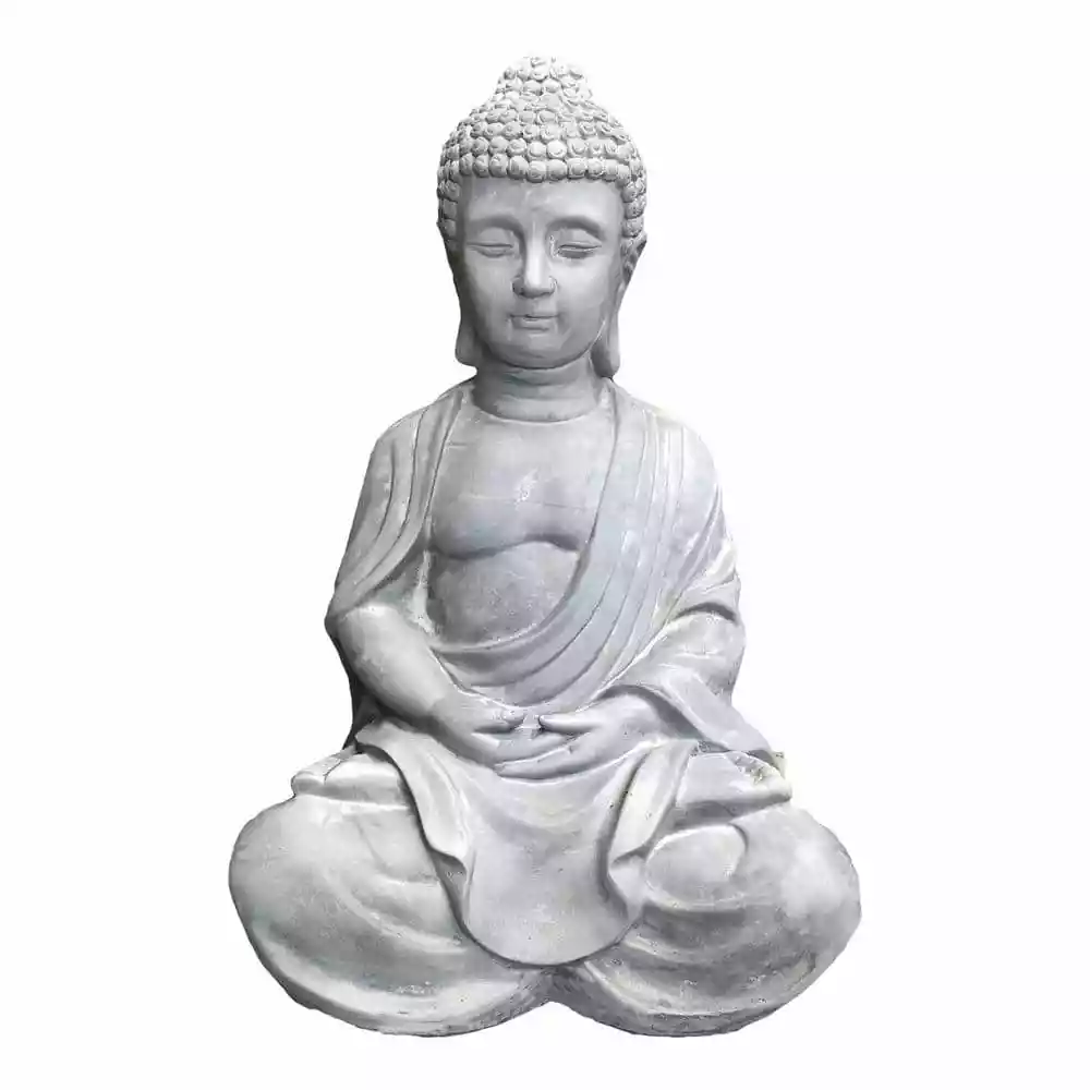 KANTE 25.6 in. H Natural Concrete/Fiberglass Indoor Outdoor Sitting Meditating Zen Buddha Statue 3 KANTE 25.6 in. H Natural Concrete/Fiberglass Indoor Outdoor Sitting Meditating Zen Buddha Statue