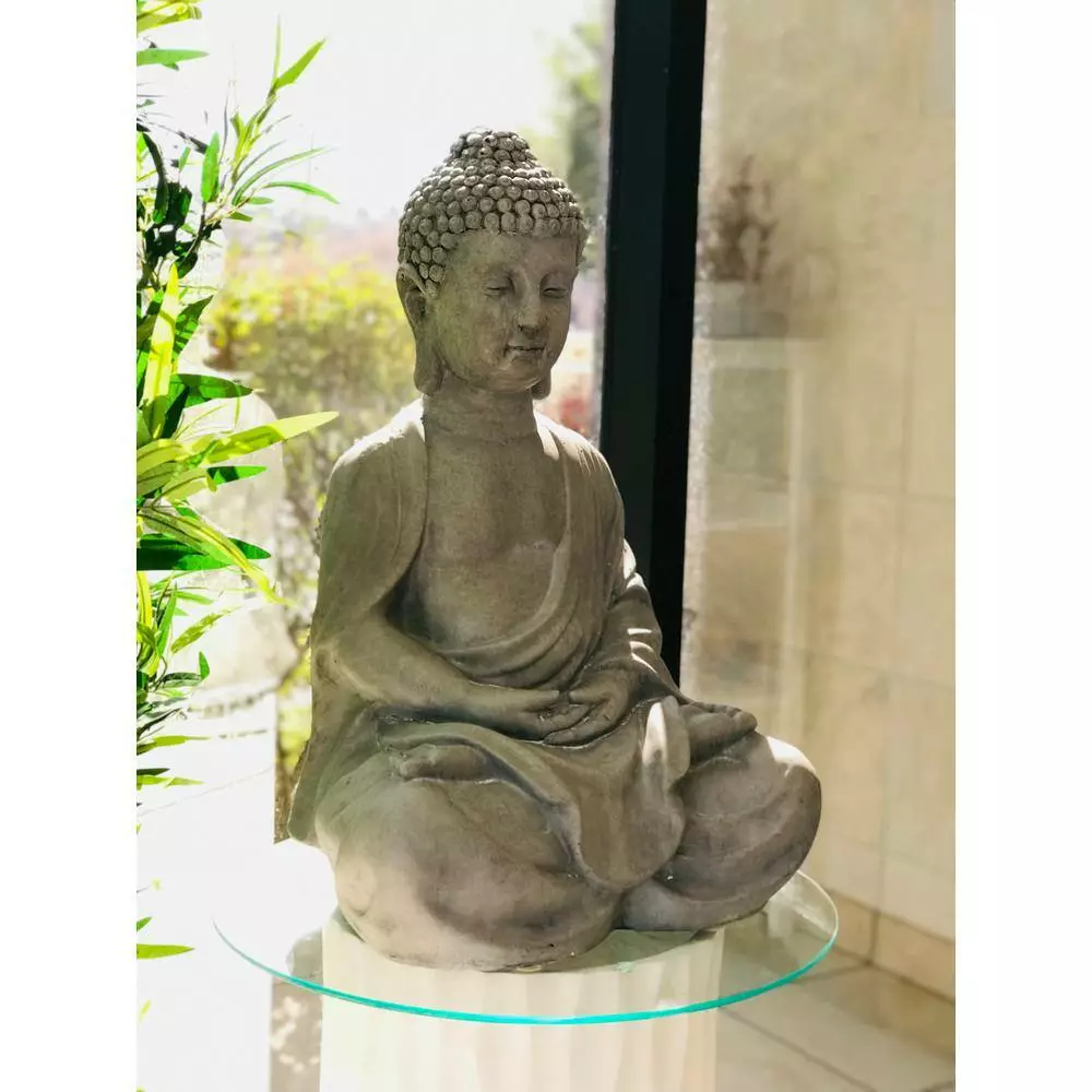 KANTE 25.6 in. H Natural Concrete/Fiberglass Indoor Outdoor Sitting Meditating Zen Buddha Statue 12 KANTE 25.6 in. H Natural Concrete/Fiberglass Indoor Outdoor Sitting Meditating Zen Buddha Statue - Image 10