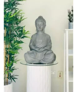 KANTE 25.6 in. H Natural Concrete/Fiberglass Indoor Outdoor Sitting Meditating Zen Buddha Statue 20 KANTE 25.6 in. H Natural Concrete/Fiberglass Indoor Outdoor Sitting Meditating Zen Buddha Statue -Vigoro sales Store kante garden statues osp141006 c80021 fa 1000