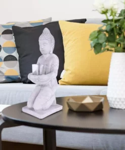 KANTE 12.8 in. H Gray Cement Buddha Tealight Candle Holder Garden Statue Ornament 11 KANTE 12.8 in. H Gray Cement Buddha Tealight Candle Holder Garden Statue Ornament -Vigoro sales Store kante garden statues sx20200173 1f 1000