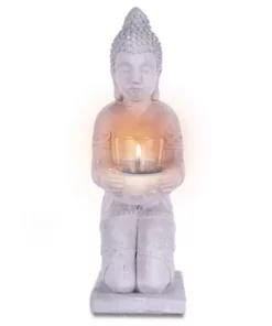 KANTE 12.8 in. H Gray Cement Buddha Tealight Candle Holder Garden Statue Ornament 13 KANTE 12.8 in. H Gray Cement Buddha Tealight Candle Holder Garden Statue Ornament -Vigoro sales Store kante garden statues sx20200173 fa 1000