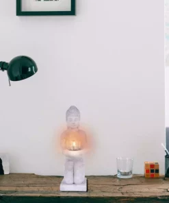 KANTE 12.8 in. H Gray Cement Buddha Garden Statue Tealight Candle Holder Ornament 10 KANTE 12.8 in. H Gray Cement Buddha Garden Statue Tealight Candle Holder Ornament -Vigoro sales Store kante garden statues sx20200175 4f 1000