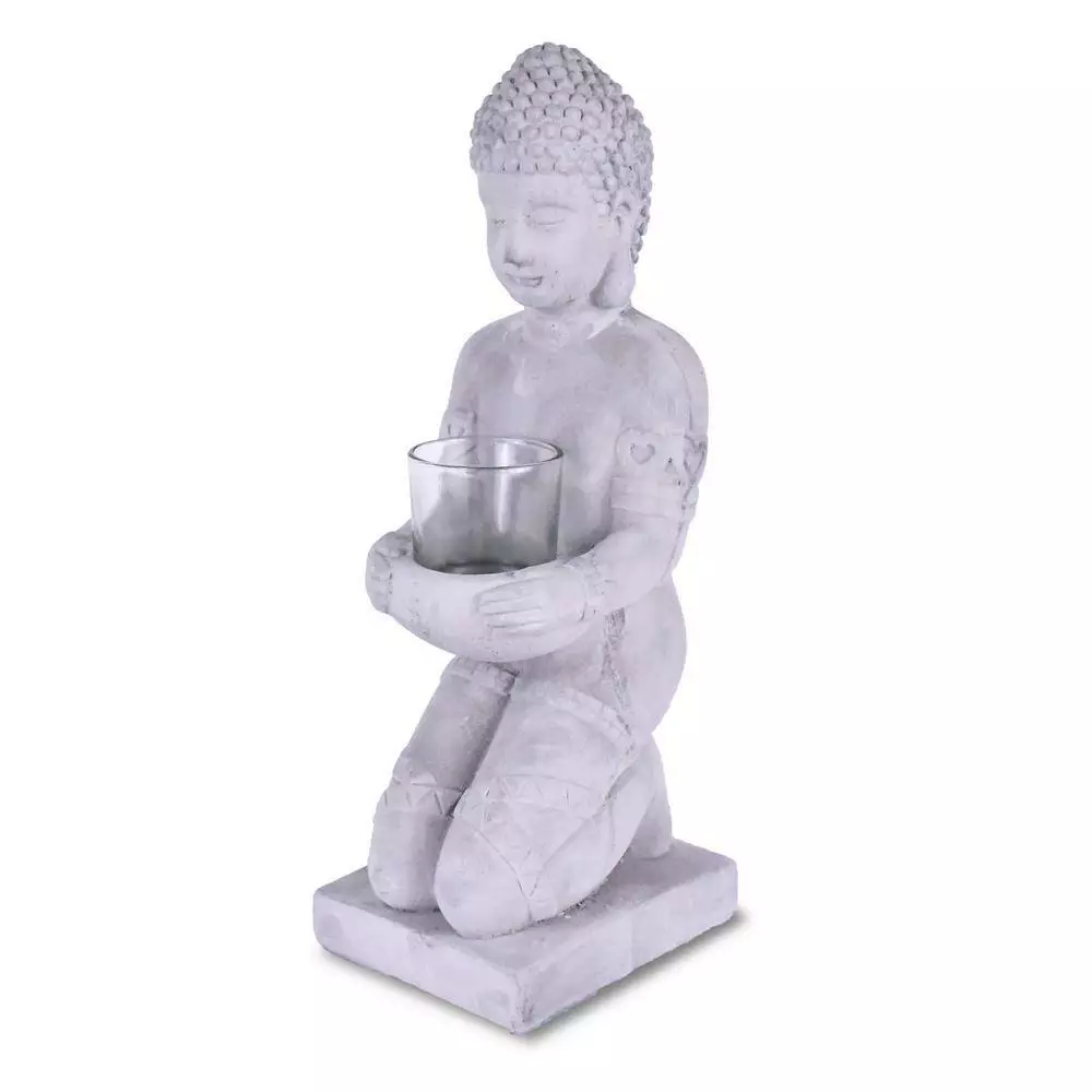 KANTE 12.8 in. H Gray Cement Buddha Garden Statue Tealight Candle Holder Ornament 8 KANTE 12.8 in. H Gray Cement Buddha Garden Statue Tealight Candle Holder Ornament - Image 6
