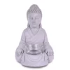 KANTE 6.5 in. H Gray Cement Sitting Buddha Garden Statue Tealight Candle Holder Ornament (2-Pack)