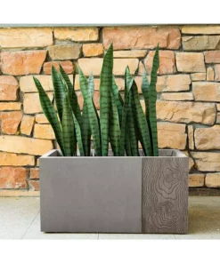 KANTE 31 in and 23 in. L Rectangular Lodgepole Concrete/Fiberglass Indoor Outdoor Elegant Long Planters (Set of 2) -Vigoro sales Store lodgepole kante plant pots osf0219ab c81051 4f 1000