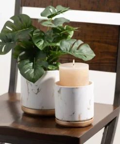 SULLIVANS Marbled White and Gold Terracotta Pot -Vigoro sales Store marbled white and gold sullivans plant pots cmt1208 4f 1000