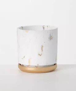 SULLIVANS Marbled White and Gold Terracotta Pot
