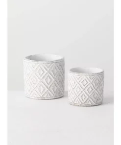 SULLIVANS Multi-Color Cement Patterned Pot (Set of 2)