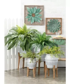 SULLIVANS Multi-Color Metal Planter On Stand (Set of 4) -Vigoro sales Store multicolor sullivans plant pots met1686 4f 1000