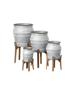 SULLIVANS Multi-Color Metal Planter On Stand (Set of 4)