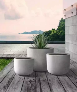 KANTE Round Natural Finish Lightweight Concrete & Fiberglass Weather Resistant Planters with Drainage Holes (Set of 3) 5 KANTE Round Natural Finish Lightweight Concrete & Fiberglass Weather Resistant Planters with Drainage Holes (Set of 3) -Vigoro sales Store natural concrete kante plant pots rc0001abe c80021 c3 1000