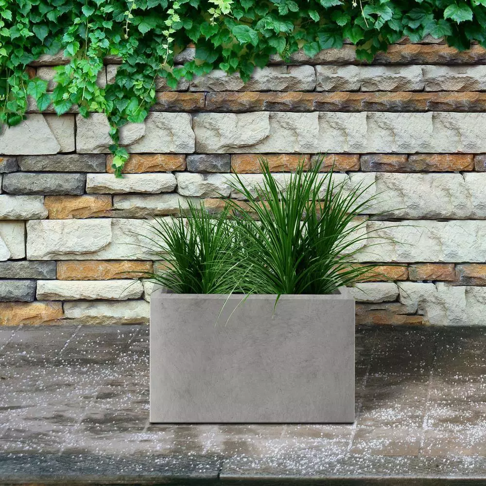 KANTE 6.89"W x 19.49"L x 15.94"H Rectangular Natural Finish Lightweight Concrete and Fiberglass Long Planter w/ Drainage Hole 8 KANTE 6.89"W x 19.49"L x 15.94"H Rectangular Natural Finish Lightweight Concrete and Fiberglass Long Planter w/ Drainage Hole - Image 6