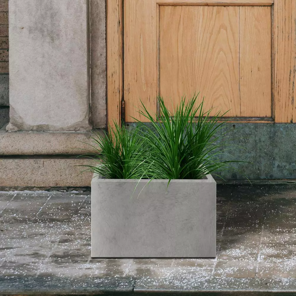 KANTE 6.89"W x 19.49"L x 15.94"H Rectangular Natural Finish Lightweight Concrete and Fiberglass Long Planter w/ Drainage Hole 10 KANTE 6.89"W x 19.49"L x 15.94"H Rectangular Natural Finish Lightweight Concrete and Fiberglass Long Planter w/ Drainage Hole - Image 8