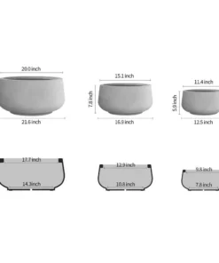 KANTE 21.6", 16.9", and 12.5"W Round Natural Concrete Elegant Planters, Set of 3 Outdoor Indoor Seamless w/ Drainage Hole -Vigoro sales Store natural concrete kante plant pots rf2015021abc c80021 c3 1000