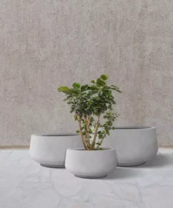 KANTE 21.6", 16.9", and 12.5"W Round Natural Concrete Elegant Planters, Set of 3 Outdoor Indoor Seamless w/ Drainage Hole -Vigoro sales Store natural concrete kante plant pots rf2015021abc c80021 fa 1000