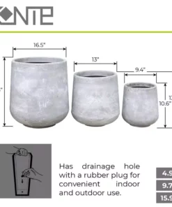 KANTE 17.3 in. Tall Natural Lightweight Concrete Footed Tulip Outdoor Round Planter (Set of 3) -Vigoro sales Store natural kante plant pots rf2015022bcd c80021 44 1000