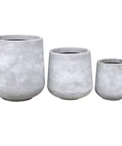 KANTE 17.3 in. Tall Natural Lightweight Concrete Footed Tulip Outdoor Round Planter (Set of 3)