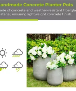 KANTE 17.3 in. Tall Natural Lightweight Concrete Footed Tulip Outdoor Round Planter (Set of 3) -Vigoro sales Store natural kante plant pots rf2015022bcd c80021 fa 1000