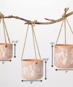 SULLIVANS Terracotta Herb Hanging Ceramic Planters - Set of 3 -Vigoro sales Store orange sullivans plant pots cm3008 1f 1000