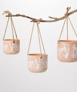 SULLIVANS Terracotta Herb Hanging Ceramic Planters - Set of 3