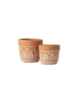 SULLIVANS Orange Cement Planter (Set of 2)