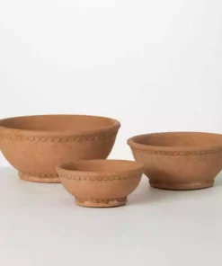 SULLIVANS Adobe Cement Dish Planter - Set of 3