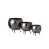 SULLIVANS Pewter Metal Pot With Feet (Set of 3)
