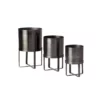 SULLIVANS Pewter Metal Planter With Stand (Set of 3) -Vigoro sales Store pewter sullivans plant pots met1627 64 1000