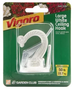 Vigoro 1.75 in. x 1.5 in. x 2.25 in. White Metal Large Ceiling Hook -Vigoro sales Store powder coating vigoro plant hangers 542229 40 1000