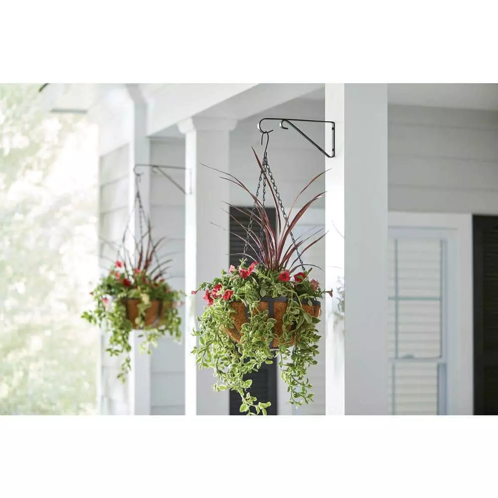 Vigoro 9.81 in. x 0.625 in. x 4.5 in. Black Iron Plant Bracket 4 Vigoro 9.81 in. x 0.625 in. x 4.5 in. Black Iron Plant Bracket - Image 2