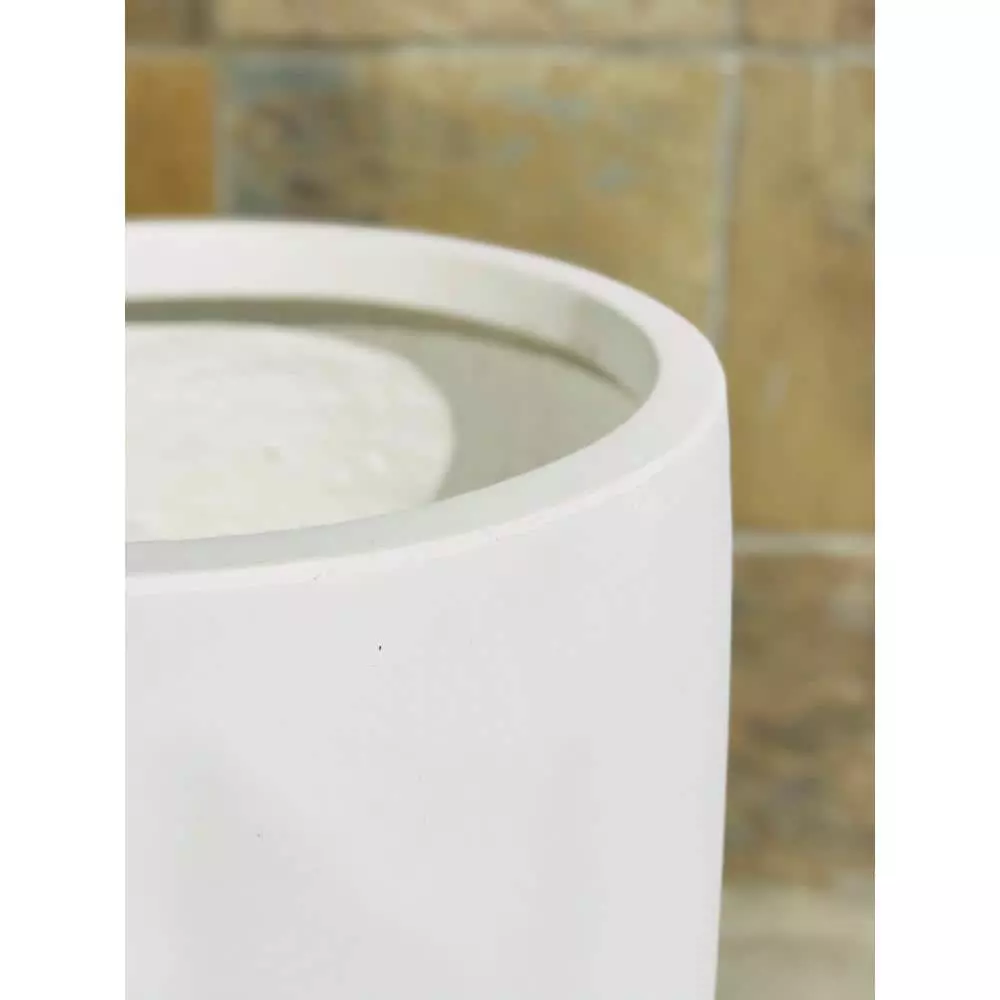 KANTE 21.7 in. H Round Pure White Concrete Indoor Outdoor Modern Tall Planter 5 KANTE 21.7 in. H Round Pure White Concrete Indoor Outdoor Modern Tall Planter - Image 3