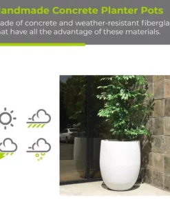 KANTE 21.7 in. H Round Pure White Concrete Indoor Outdoor Modern Tall Planter 21 KANTE 21.7 in. H Round Pure White Concrete Indoor Outdoor Modern Tall Planter -Vigoro sales Store pure white kante plant pots osc0066a c80011 d4 1000