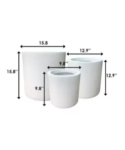 KANTE 15.8 in. x 12.9 in. & 9.8 in. W Round Pure White Concrete/Fiberglass Indoor Outdoor Modern Seamless Planters (Set of 3) -Vigoro sales Store pure white kante plant pots osc0119abc c80011 1f 1000