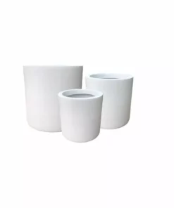 KANTE 15.8 in. x 12.9 in. & 9.8 in. W Round Pure White Concrete/Fiberglass Indoor Outdoor Modern Seamless Planters (Set of 3)