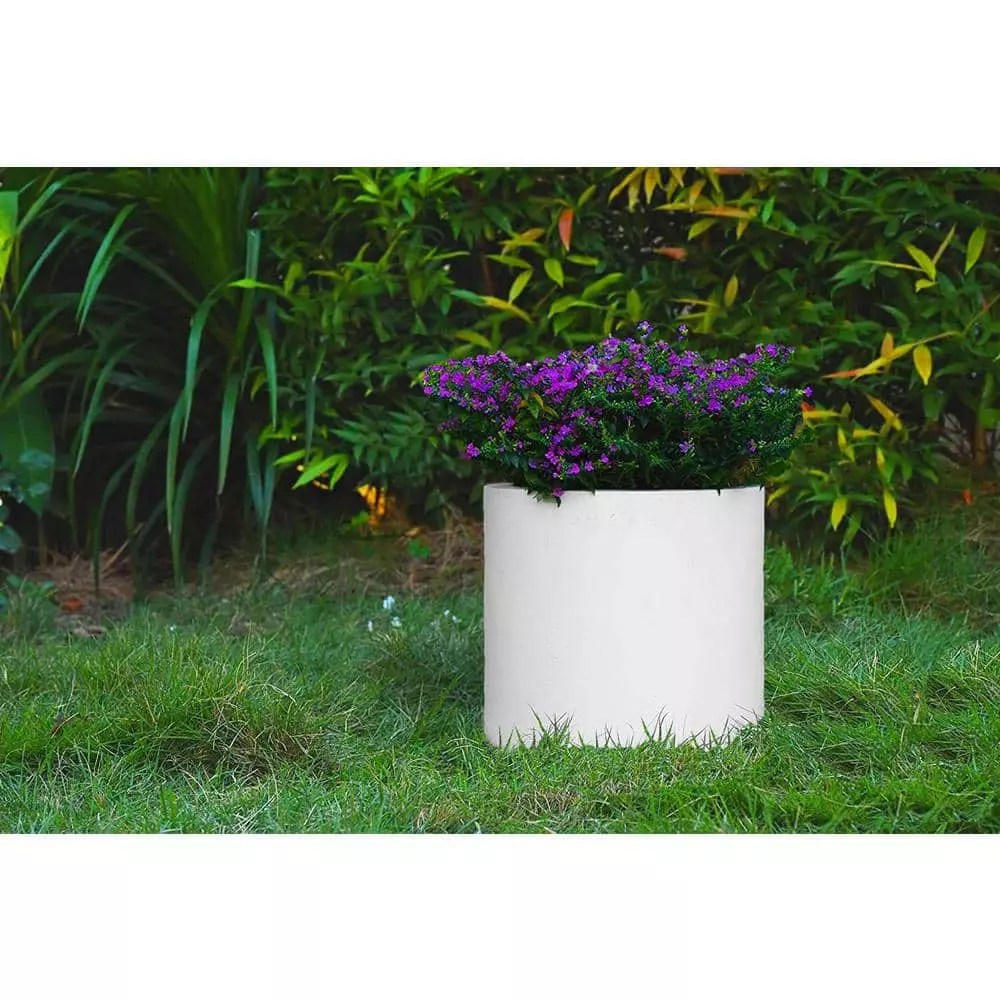 KANTE 15.8 in. W Round Pure White Concrete/Fiberglass Indoor Outdoor Modern Seamless Planter 4 KANTE 15.8 in. W Round Pure White Concrete/Fiberglass Indoor Outdoor Modern Seamless Planter - Image 2