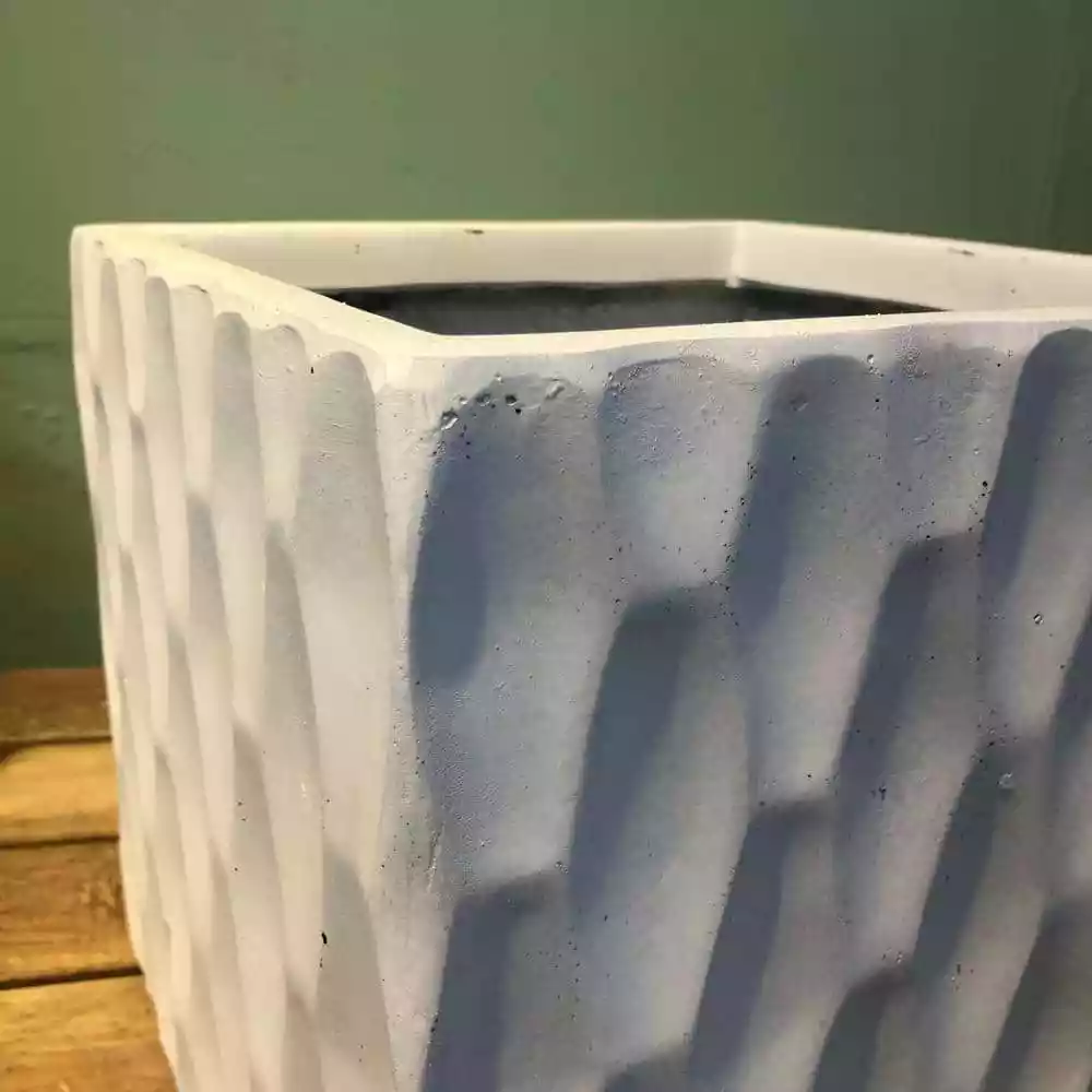 KANTE 12 in. H Square Pure White Concrete/Fiberglass Indoor Outdoor Elegant Retro Planter 7 KANTE 12 in. H Square Pure White Concrete/Fiberglass Indoor Outdoor Elegant Retro Planter - Image 5