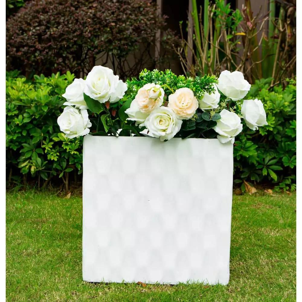KANTE 12 in. H Square Pure White Concrete/Fiberglass Indoor Outdoor Elegant Retro Planter 3 KANTE 12 in. H Square Pure White Concrete/Fiberglass Indoor Outdoor Elegant Retro Planter