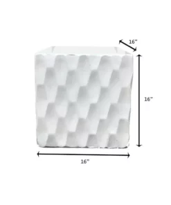 KANTE 16 in. W Square Pure White Concrete/Fiberglass Indoor Outdoor Elegant Retro Planter -Vigoro sales Store pure white kante plant pots osf0201c c80011 76 1000