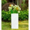 KANTE 23.6 in. H Square Pure White Concrete/Fiberglass Indoor Outdoor Elegant Retro Tall Planter