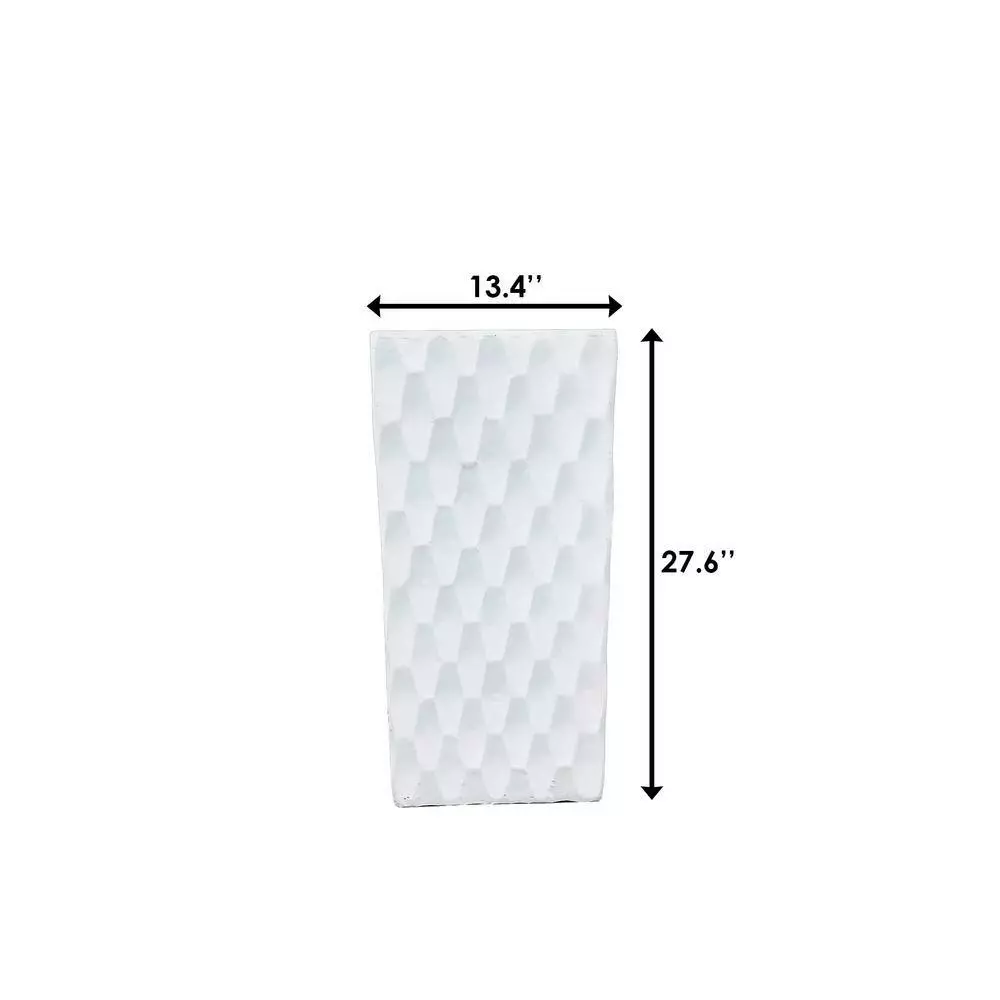 KANTE 27.6 in. H Square Pure White Concrete/Fiberglass Indoor Outdoor Elegant Retro Tall Planter 9 KANTE 27.6 in. H Square Pure White Concrete/Fiberglass Indoor Outdoor Elegant Retro Tall Planter - Image 7