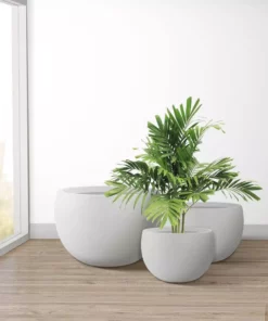 KANTE 20 in., 16 in. and 12 in. W Pure White Concrete Round Elegant Planters (Set of 3), Outdoor Indoor Modern Planter Pots 17 KANTE 20 in., 16 in. and 12 in. W Pure White Concrete Round Elegant Planters (Set of 3), Outdoor Indoor Modern Planter Pots -Vigoro sales Store pure white kante plant pots rc0049abc c80011 76 1000