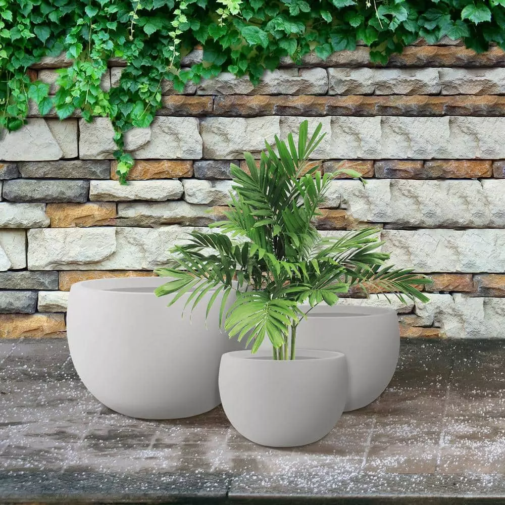 KANTE 20 in., 16 in. and 12 in. W Pure White Concrete Round Elegant Planters (Set of 3), Outdoor Indoor Modern Planter Pots 9 KANTE 20 in., 16 in. and 12 in. W Pure White Concrete Round Elegant Planters (Set of 3), Outdoor Indoor Modern Planter Pots - Image 7