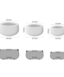 KANTE 19.6 in., 15.7 in. & 11.8 in. W Round Pure White Concrete Elegant Planters Set of 3, Outdoor Indoor w/Drainage Holes -Vigoro sales Store pure white kante plant pots rc0051abc c80011 c3 1000