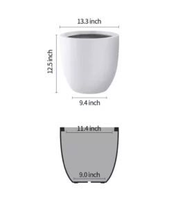 KANTE 13.39 in. x 12.6 in. Round Pure White Lightweight Concrete and Fiberglass Indoor Outdoor Planter with Drainage Hole -Vigoro sales Store pure white kante plant pots rc0152b c80011 4f 1000