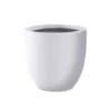 KANTE 13.39 in. x 12.6 in. Round Pure White Lightweight Concrete and Fiberglass Indoor Outdoor Planter with Drainage Hole