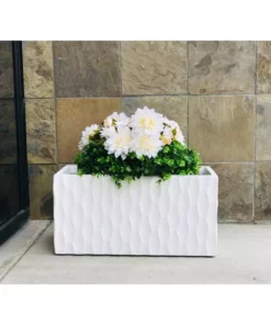 KANTE Large 31.5 in. L Pure White Lightweight Concrete Retro Rectangle Outdoor Planter -Vigoro sales Store pure white kante plant pots rf0203b c80011 4f 1000