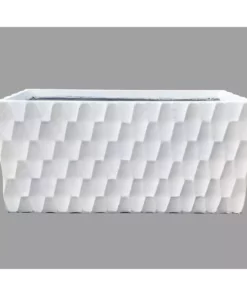 KANTE Large 31.5 in. L Pure White Lightweight Concrete Retro Rectangle Outdoor Planter