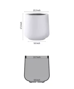 KANTE 17.3 in. H Round Pure White Concrete Planter, Outdoor Indoor Large Planter Pots Containers with Drainage Holes -Vigoro sales Store pure white kante plant pots rf2015022b c80011 c3 1000